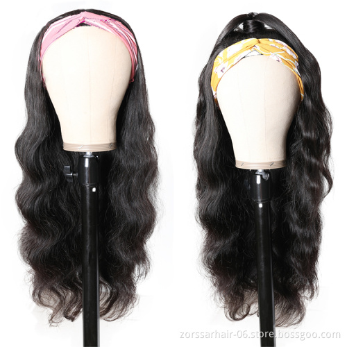 Wholesale Brazilian Virgin Cuticle Aligned Human Hair Wigs For Black Women Body Wave Headband Wig